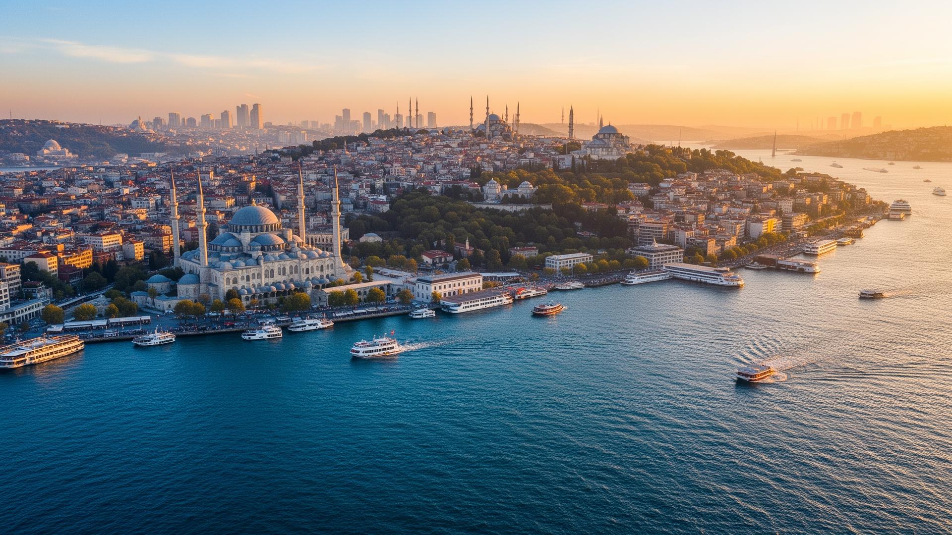 A view across Istanbul at golden hour — the most common destination for SmileCompare patients